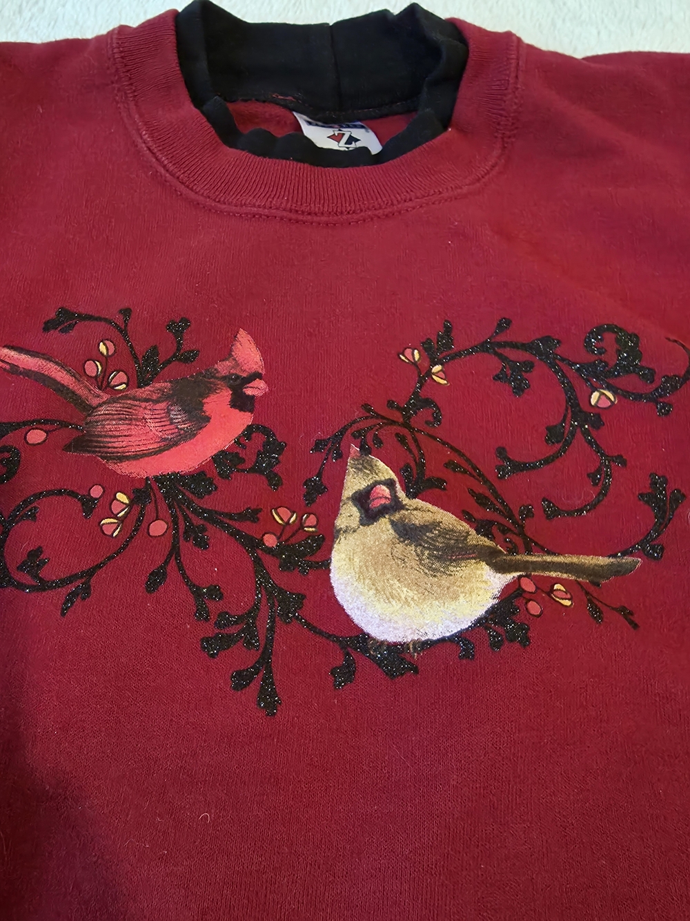 vintage jerzees Sweatshirt Womens M cottagecore birds - Picture 2 of 4